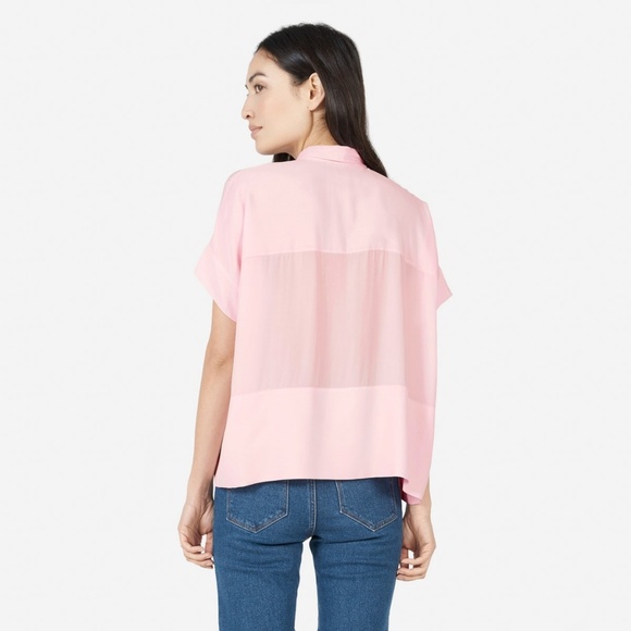 SOLD Everlane Blush Pink Square Silk Blouse - Picture 3 of 8